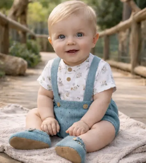 Bebé niño con conjunto punto de mi bebé moda infantil
