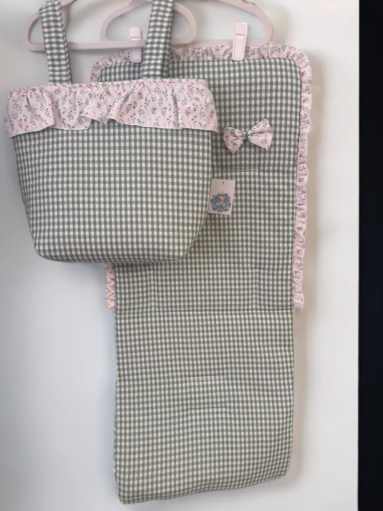 CONJUNTO SILLA VICHY VERDE FLORES