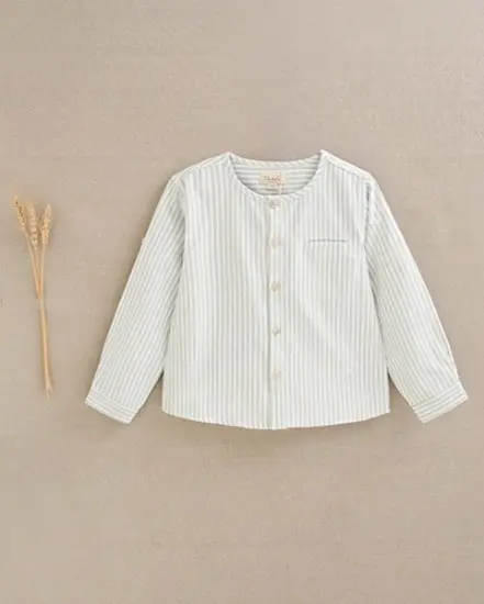 CAMISA MANGA LARGA NIÑO RAYAS VERDE AGUA