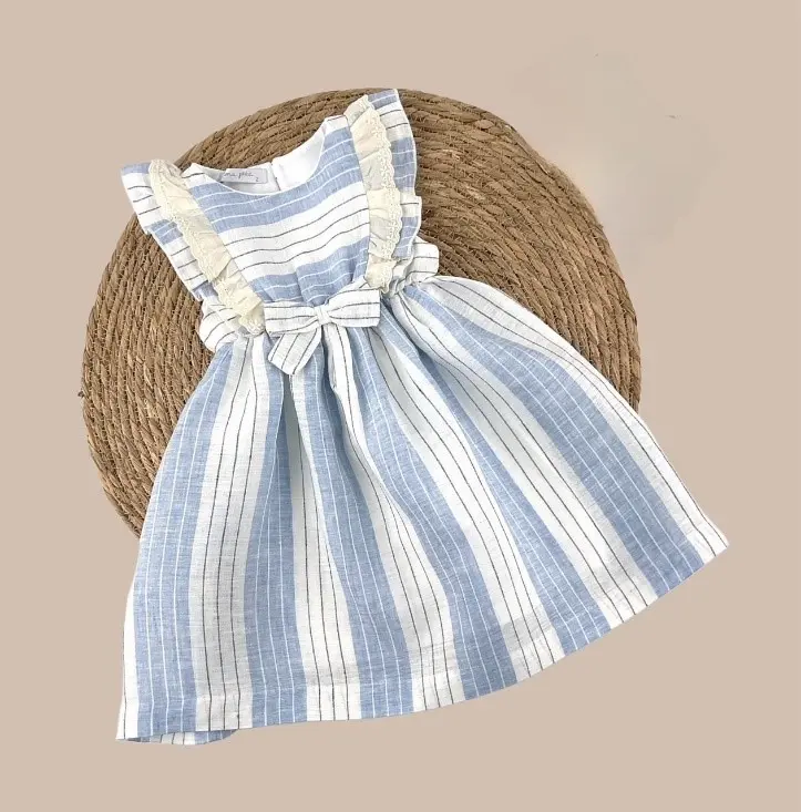 VESTIDO LINO RAYAS AZUL Y BLANCO