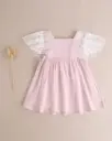 VESTIDO COLOR MALVA CON MANGA GASA CON BORDADO