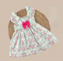 VESTIDO FLORES NIÑA COMBINADO EN VICHY VERDE