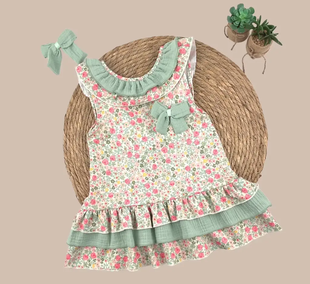 VESTIDO FLORAL VERDE AGUA