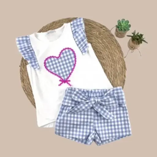 [7010] CONJUNTO CORAZÓN VICHY