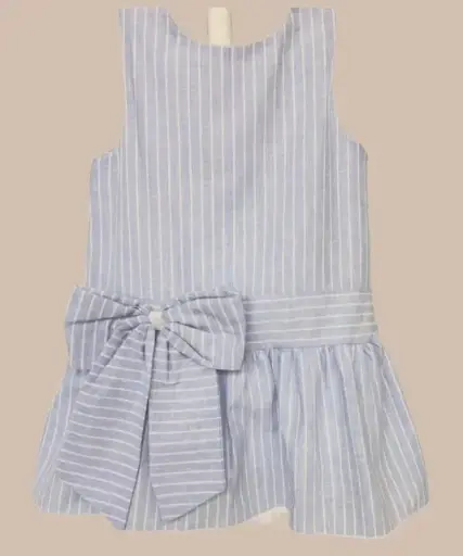 [07027] VESTIDO LINO AZUL RAYAS