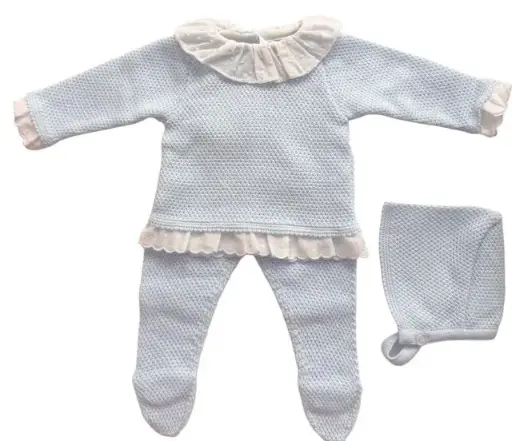[DF23034 CELESTE] CONJUNTO TRES PIEZAS LANA