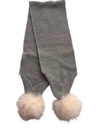 [29898 GRIS] BUFANDA POPYS POMPONES