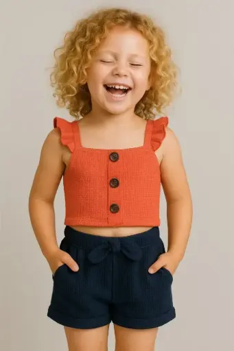 CONJUNTO SPORT NIÑA. COLOR CORAL Y MARINO,