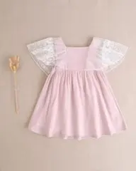 VESTIDO DADATI COLOR MALVA CON MANGA GASA CON BORDADO